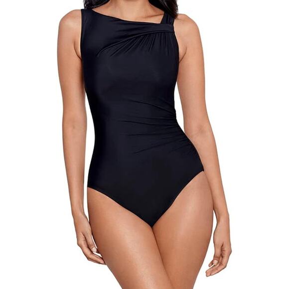 Miraclesuit Avra One Piece Swim Suit Black Size 16 Underwire Slimming NEW $180 - Picture 1 of 6